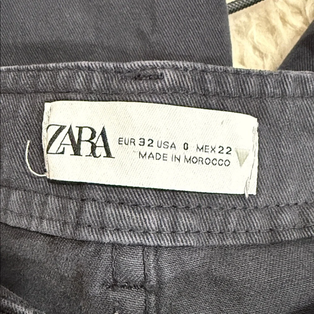 Zara High Rise Wide Leg Cargo Pants In Charcoal Gray Size‎ 0 - Picture 7 of 8